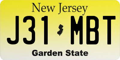 NJ license plate J31MBT
