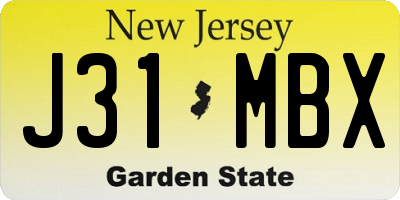 NJ license plate J31MBX