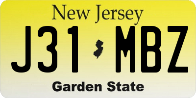 NJ license plate J31MBZ