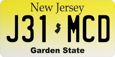 NJ license plate J31MCD