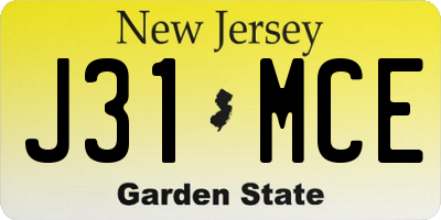 NJ license plate J31MCE