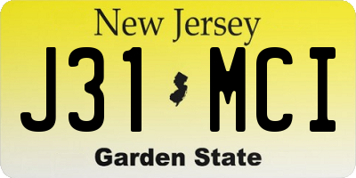 NJ license plate J31MCI