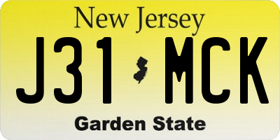 NJ license plate J31MCK