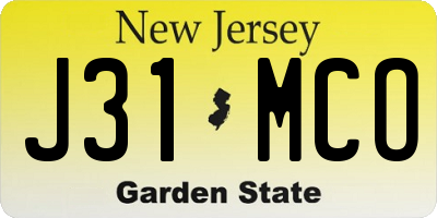 NJ license plate J31MCO