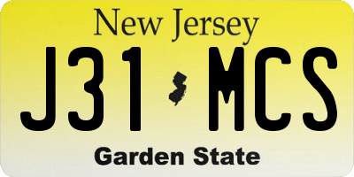 NJ license plate J31MCS