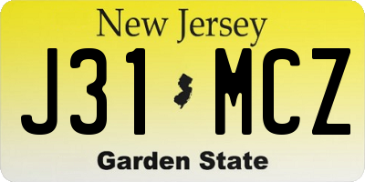 NJ license plate J31MCZ