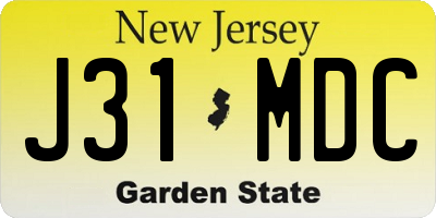 NJ license plate J31MDC
