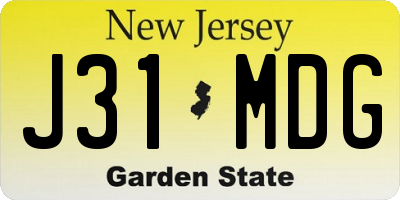 NJ license plate J31MDG