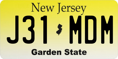 NJ license plate J31MDM