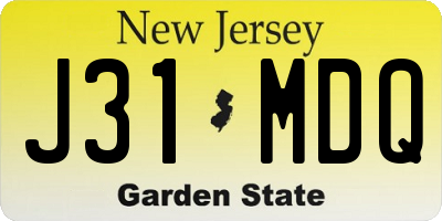 NJ license plate J31MDQ