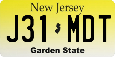 NJ license plate J31MDT