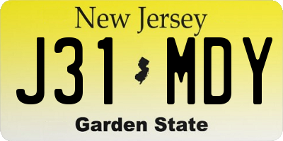 NJ license plate J31MDY