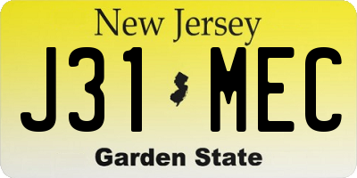 NJ license plate J31MEC