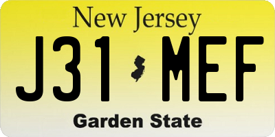 NJ license plate J31MEF