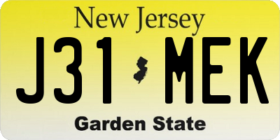 NJ license plate J31MEK