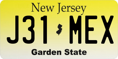 NJ license plate J31MEX
