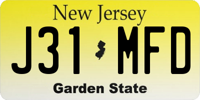 NJ license plate J31MFD