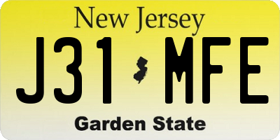 NJ license plate J31MFE