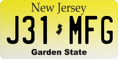 NJ license plate J31MFG