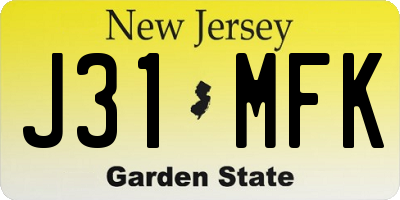 NJ license plate J31MFK