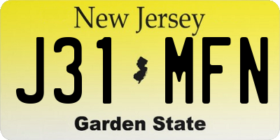 NJ license plate J31MFN