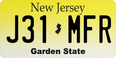 NJ license plate J31MFR