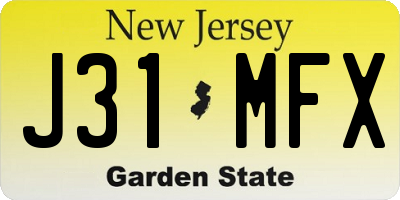 NJ license plate J31MFX