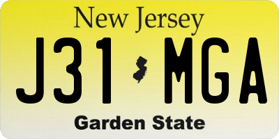 NJ license plate J31MGA