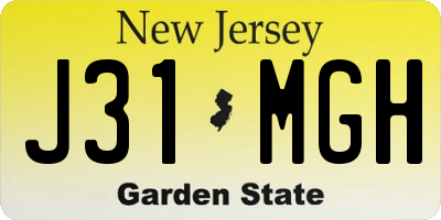 NJ license plate J31MGH