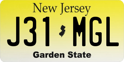 NJ license plate J31MGL