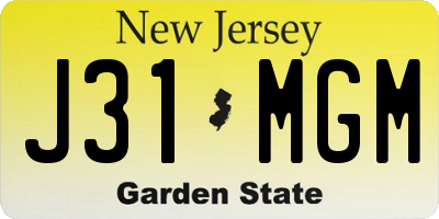 NJ license plate J31MGM