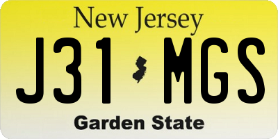 NJ license plate J31MGS