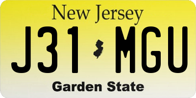 NJ license plate J31MGU