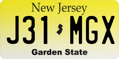 NJ license plate J31MGX