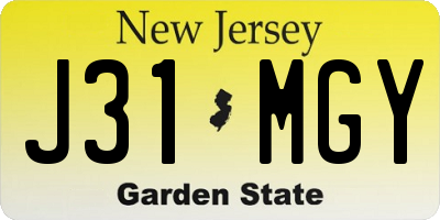 NJ license plate J31MGY