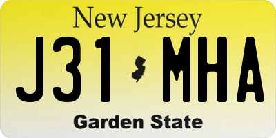 NJ license plate J31MHA