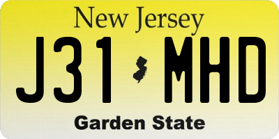 NJ license plate J31MHD