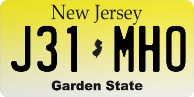 NJ license plate J31MHO