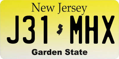 NJ license plate J31MHX