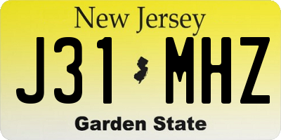 NJ license plate J31MHZ