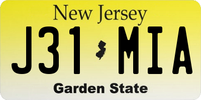 NJ license plate J31MIA