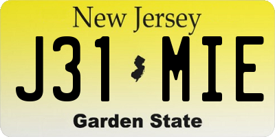 NJ license plate J31MIE