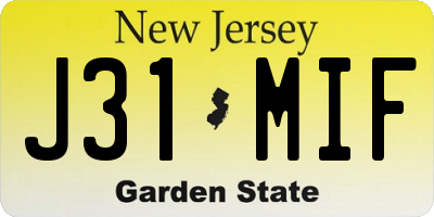 NJ license plate J31MIF
