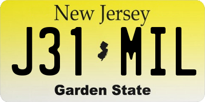 NJ license plate J31MIL