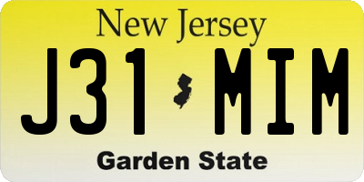 NJ license plate J31MIM
