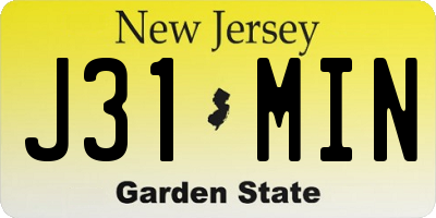 NJ license plate J31MIN