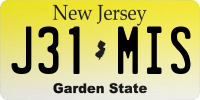 NJ license plate J31MIS