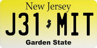 NJ license plate J31MIT