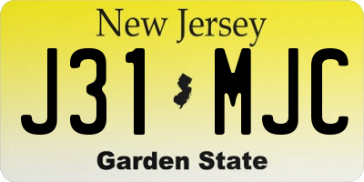 NJ license plate J31MJC