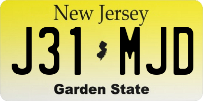NJ license plate J31MJD